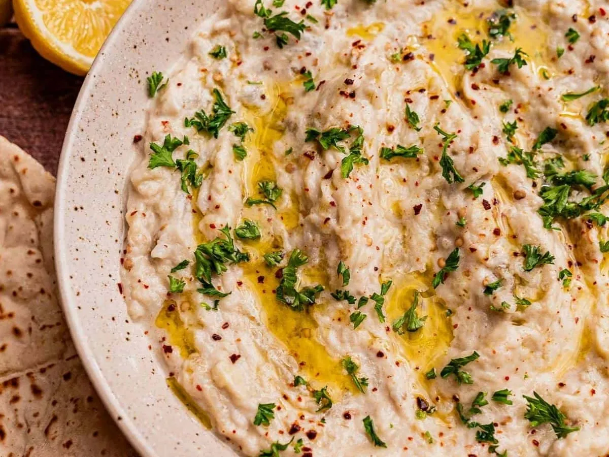Moutabal d'aubergine fumée à l'huile d'olive